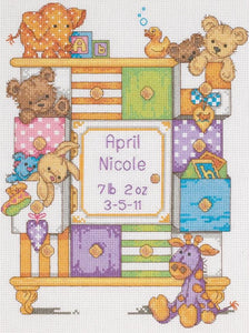 DIY Dimensions Baby Drawers Birth Record Bears Counted Cross Stitch Kit 73538