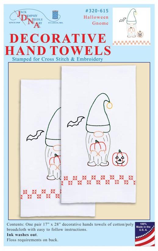 DIY Jack Dempsey Halloween Gnome Fall Stamped Embroidery Hand Towel Kit 320615