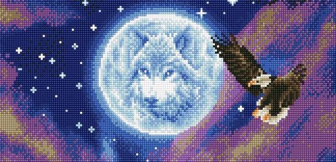 DIY Diamond Dotz Mystic Wolf Full Moon Wild Facet Art Bead Picture Kit