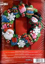 Load image into Gallery viewer, DIY Bucilla Christmas Toys Santa Snowman Snowflake Felt Wreath Craft Kit 86363