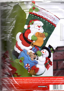 DIY Bucilla Santas List Snowman Christmas Eve Holiday Felt Stocking Kit 86360