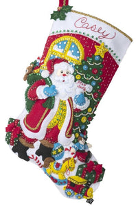 DIY Bucilla St Nicks Visit Santa Delivery Christmas Eve Felt Stocking Kit 89238E