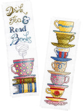 Load image into Gallery viewer, DIY Bucilla Drink Tea &amp; Read Books Cup Counted Cross Stitch Bookmark Set 47921E