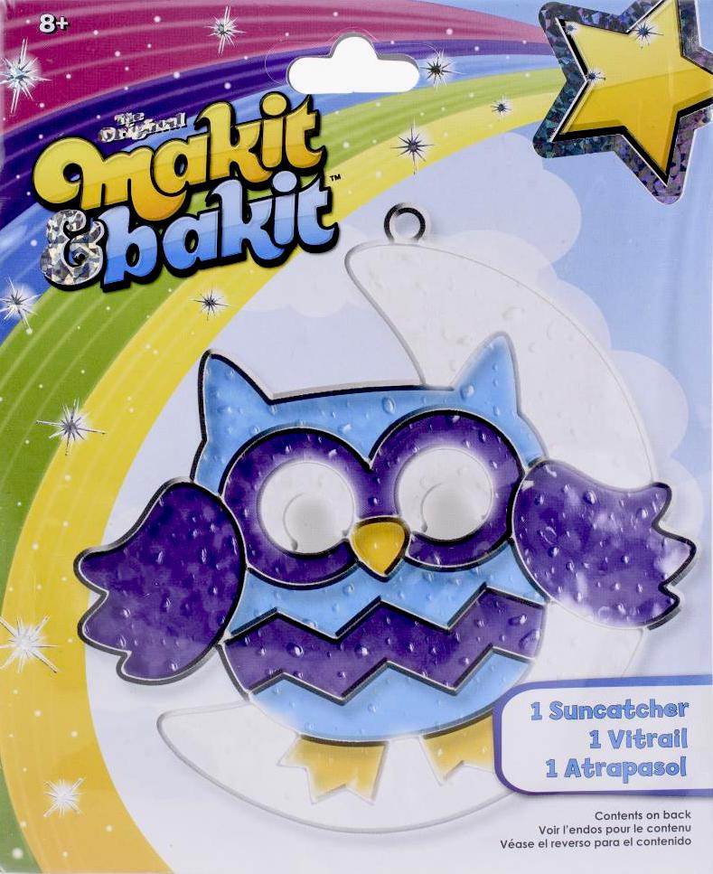 DIY Makit & Bakit Owl with Moon Stained Glass Suncatcher Kit Kids Craft Project