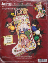 Load image into Gallery viewer, DIY Janlynn Sleepy Bunnies Christmas Counted Cross Stitch Stocking Kit 54-71