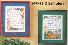 Load image into Gallery viewer, DIY Graces Sampler Pair Stamped Counted Cross Stitch Kit