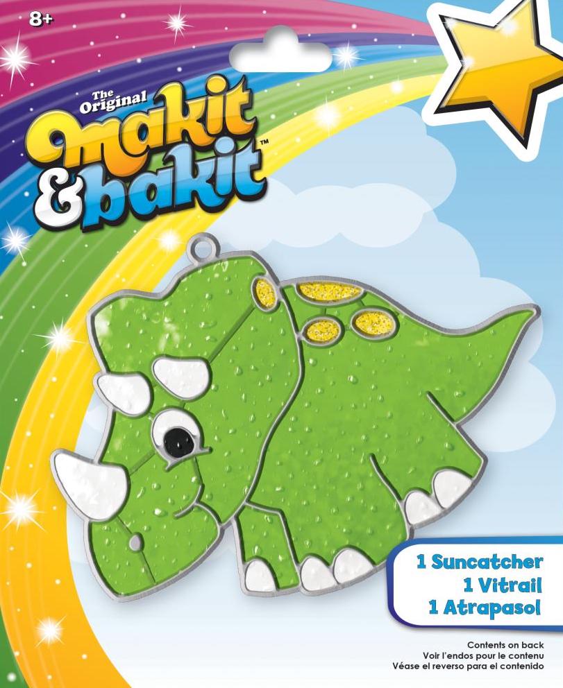 DIY Makit & Bakit Dinosaur Green Stained Glass Suncatcher Kit Kids Craft Project