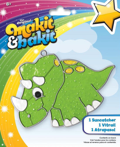 DIY Makit & Bakit Dinosaur Green Stained Glass Suncatcher Kit Kids Craft Project