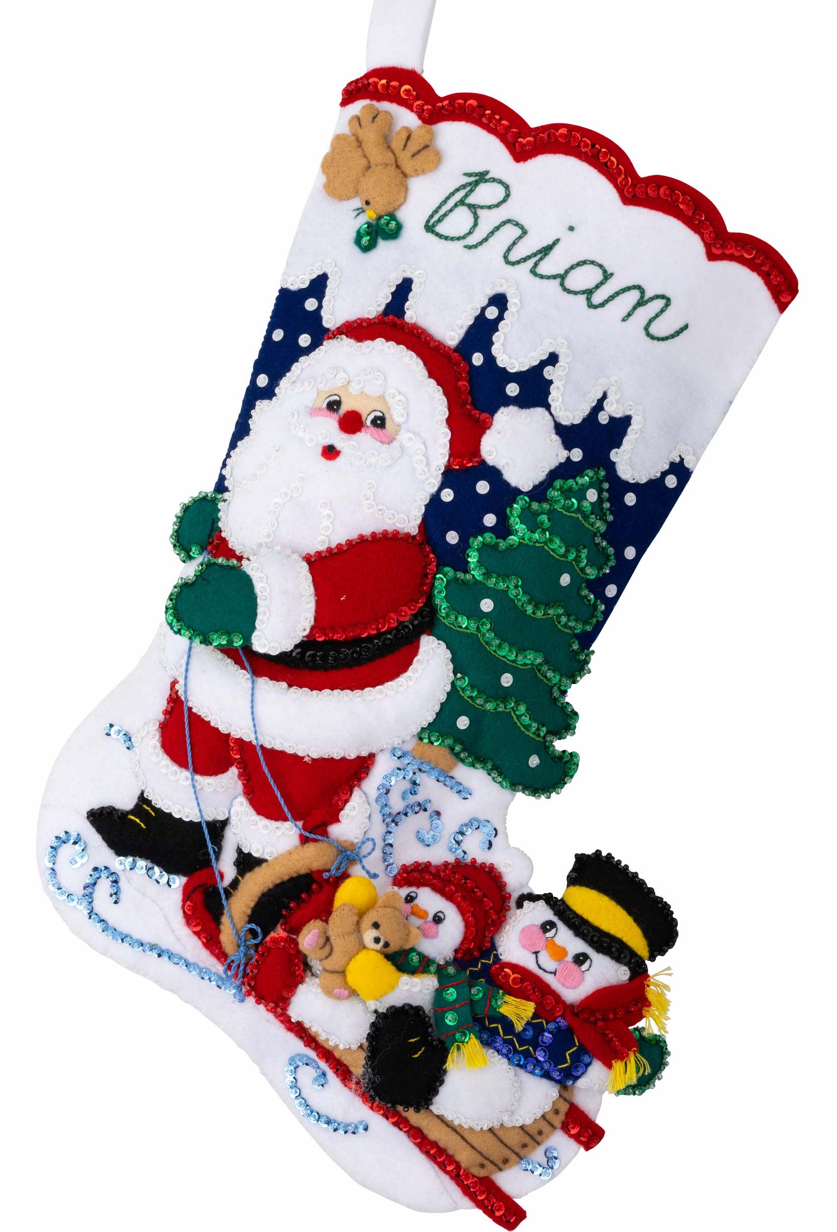Bucilla Felt Stocking Applique Kit 18 Long-Sledding with Santa