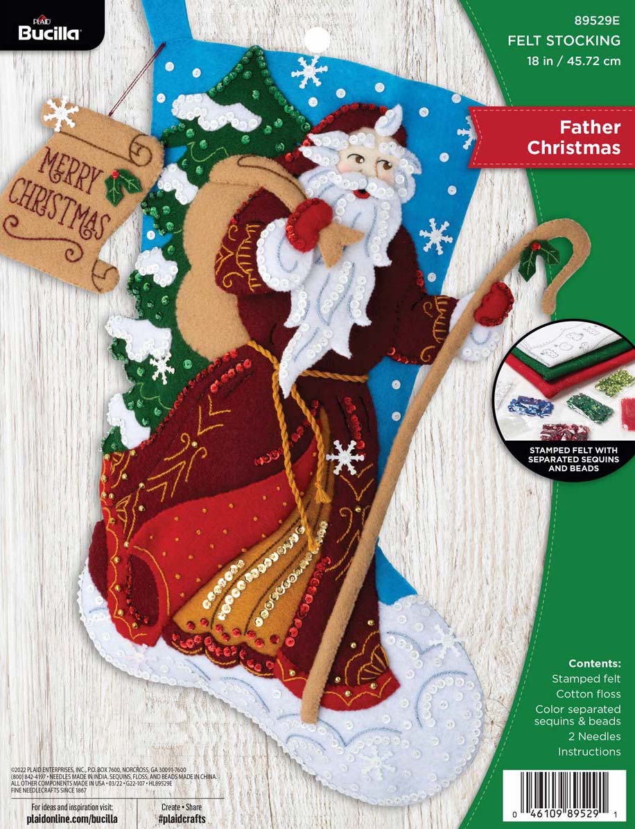 DIY Bucilla Father Christmas Victorian Santa Holiday Felt Stocking Kit 89529E