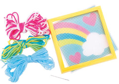 DIY Sew Cute Rainbow Hearts Kids Beginner Starter Needlepoint Kit w Frame 6