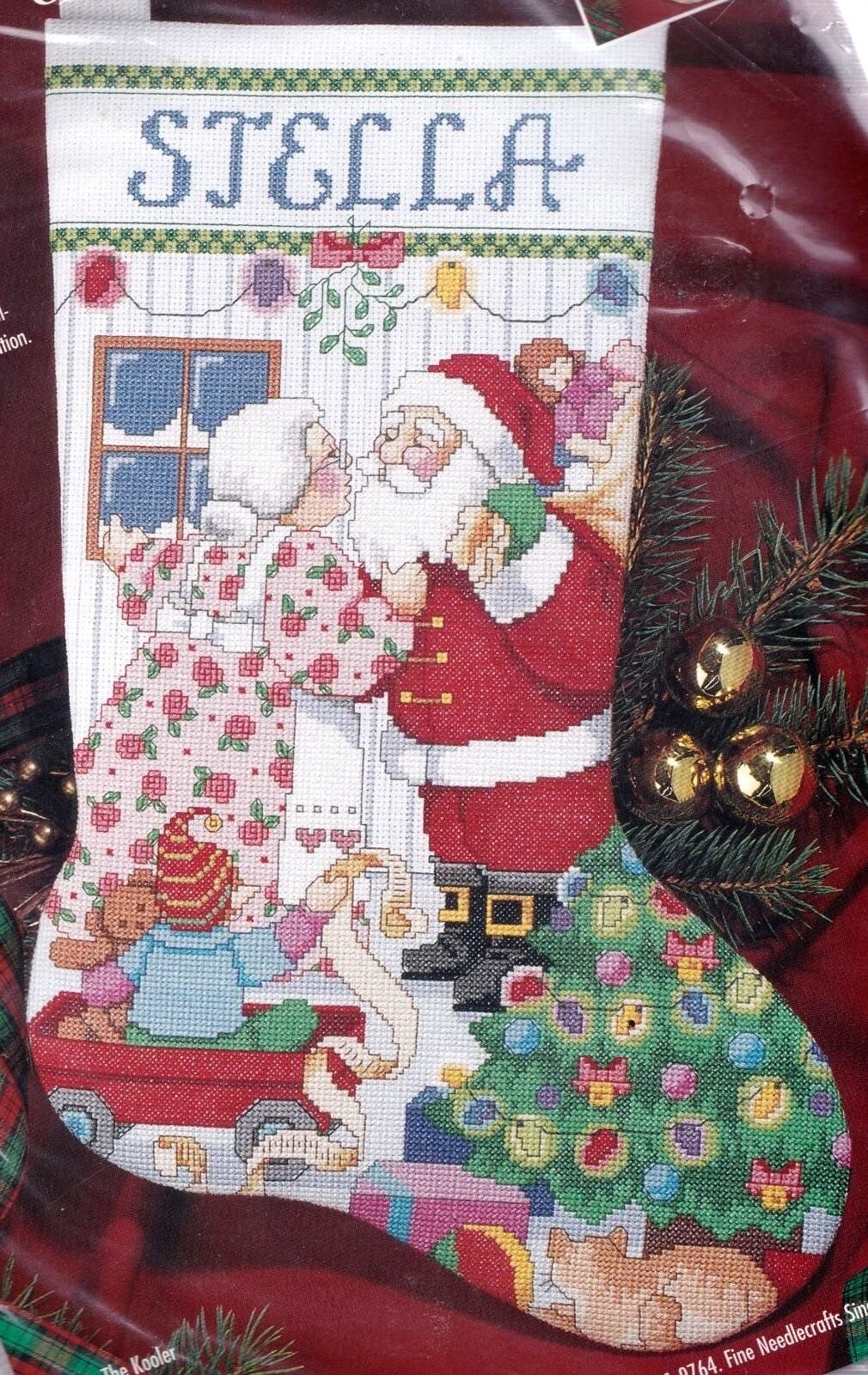 DIY Bucilla Kissin Claus Santa Christmas Counted Cross Stitch Stocking Kit 83437