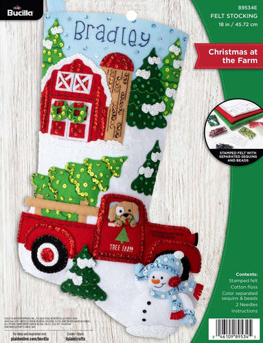 DIY Bucilla Christmas at the Farm Truck Holiday Felt Stocking Kit