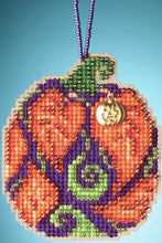 Load image into Gallery viewer, DIY Mill Hill Autumn Pumpkin Halloween Fall Glass Bead Cross Stitch Ornament Kit