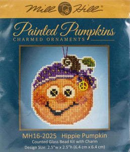 DIY Mill Hill Hippie Pumpkin Halloween Fall Glass Bead Cross Stitch Ornament Kit