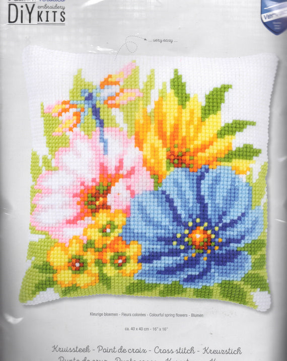 DIY Vervaco Colorful Spring Flowers Cross Stitch Needlepoint 16