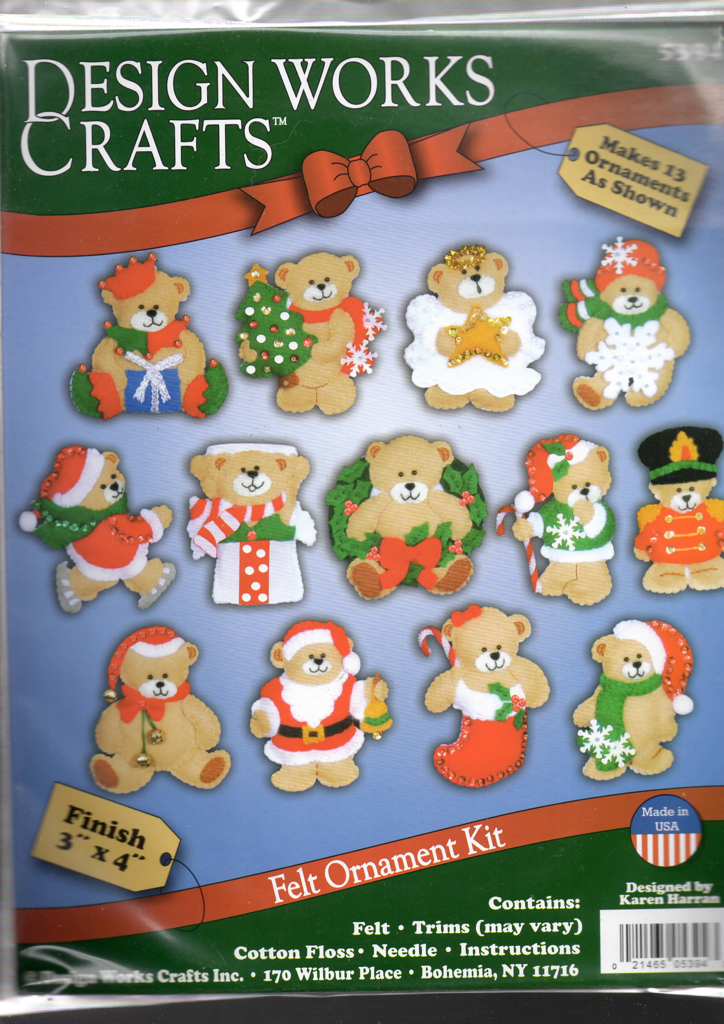 DIY Design Works Lotsa Bears Christmas Holiday Felt Tree Ornament Kit 5394