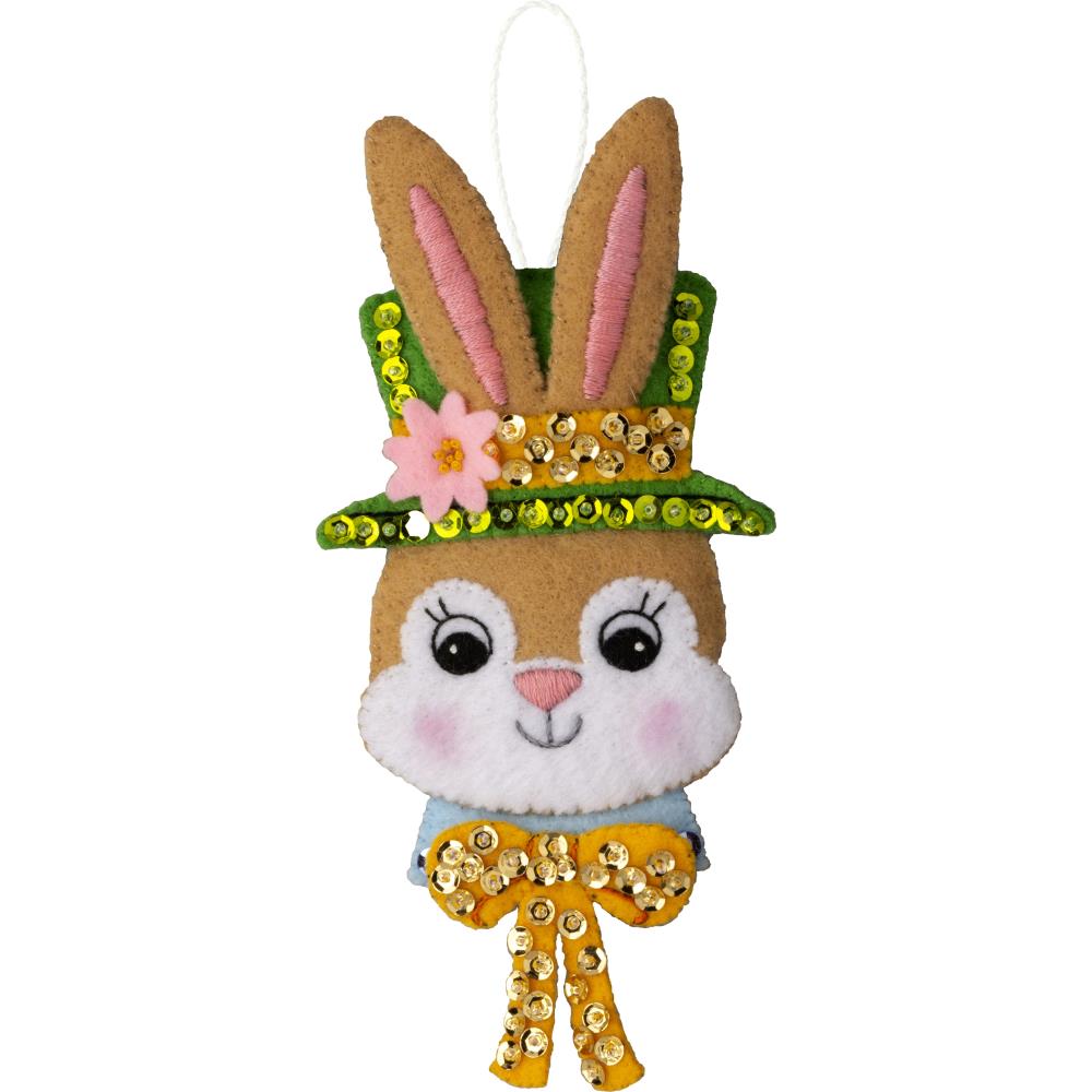 Easter bunny head with green and gold hat