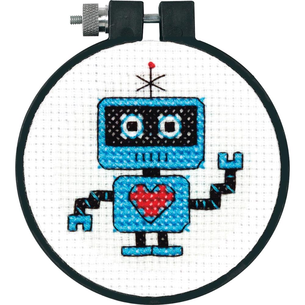 DIY Dimensions Robot Kids Beginner Learn a Craft Cross Stitch Kit w Frame 73707