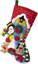 Load image into Gallery viewer, DIY Bucilla Gifting Snowman Christmas House Holiday Felt Stocking Kit 89533E