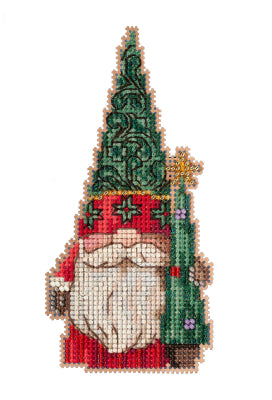 DIY Mill Hill Gnome with Tree Christmas Glass Bead Cross Stitch Ornament Kit