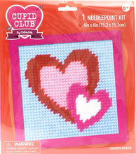 Load image into Gallery viewer, Sew cute needlepoint kit for kids. Design features two hearts.