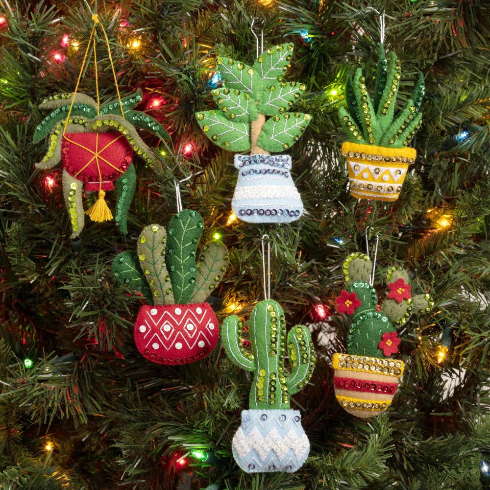 house plant ornaments Bucilla Felt Ornaments Applique Kit Set Of 6