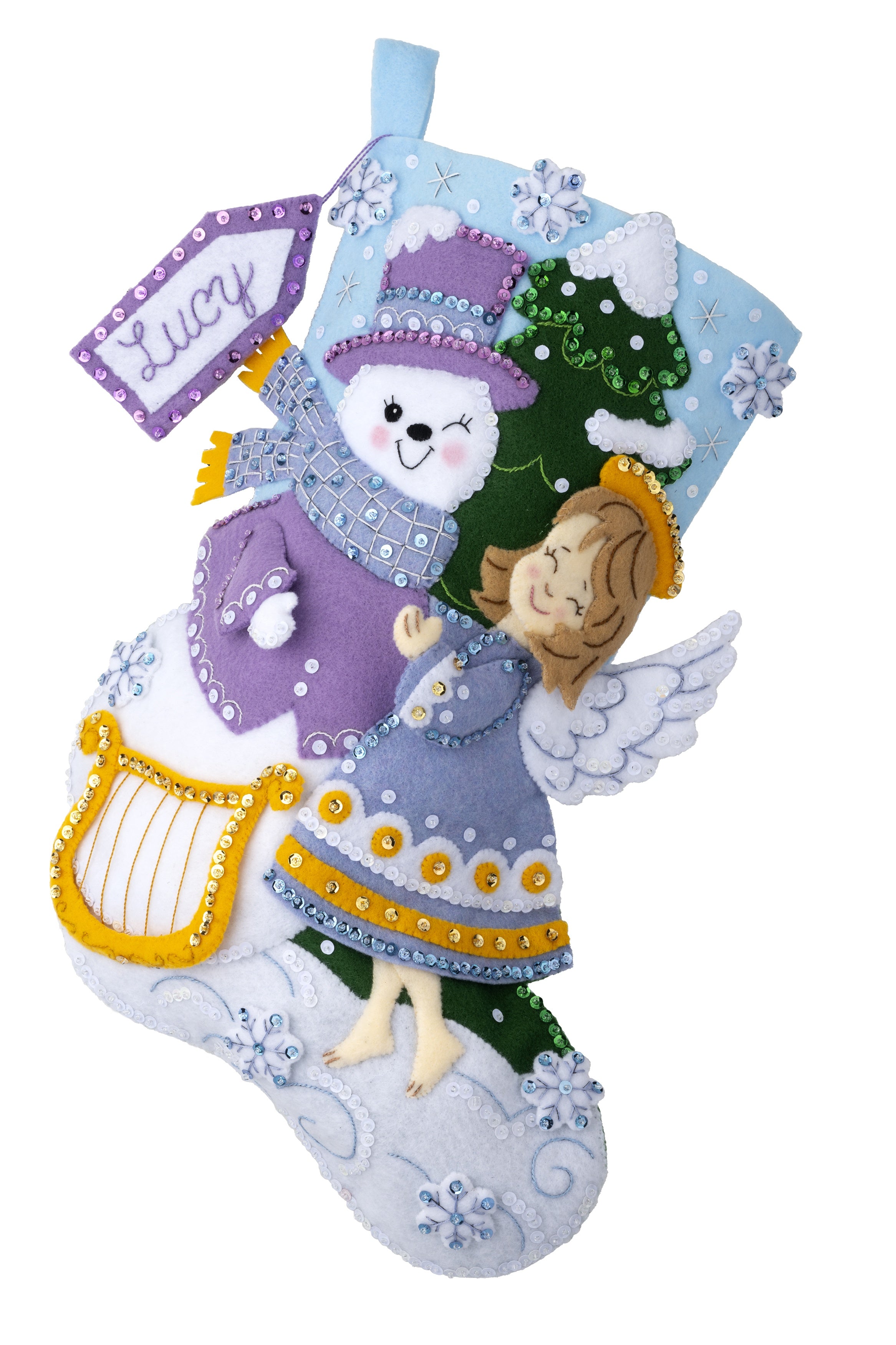 DIY Bucilla Hugs From Above Angel Snowman Christmas Felt Stocking Kit 89553E
