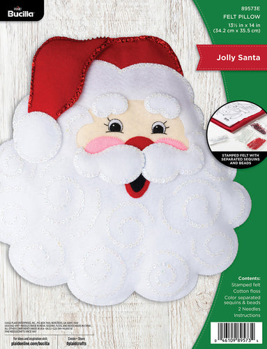 Bucilla felt was hanging or pillow kit. Design features a large jolly Santa Face.