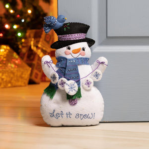 Bucilla Felt Christmas Door Stop Kit. Design features a snowman.