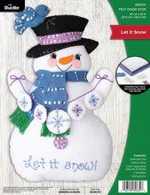 Load image into Gallery viewer, Bucilla Felt Christmas Door Stop Kit. Design features a snowman.