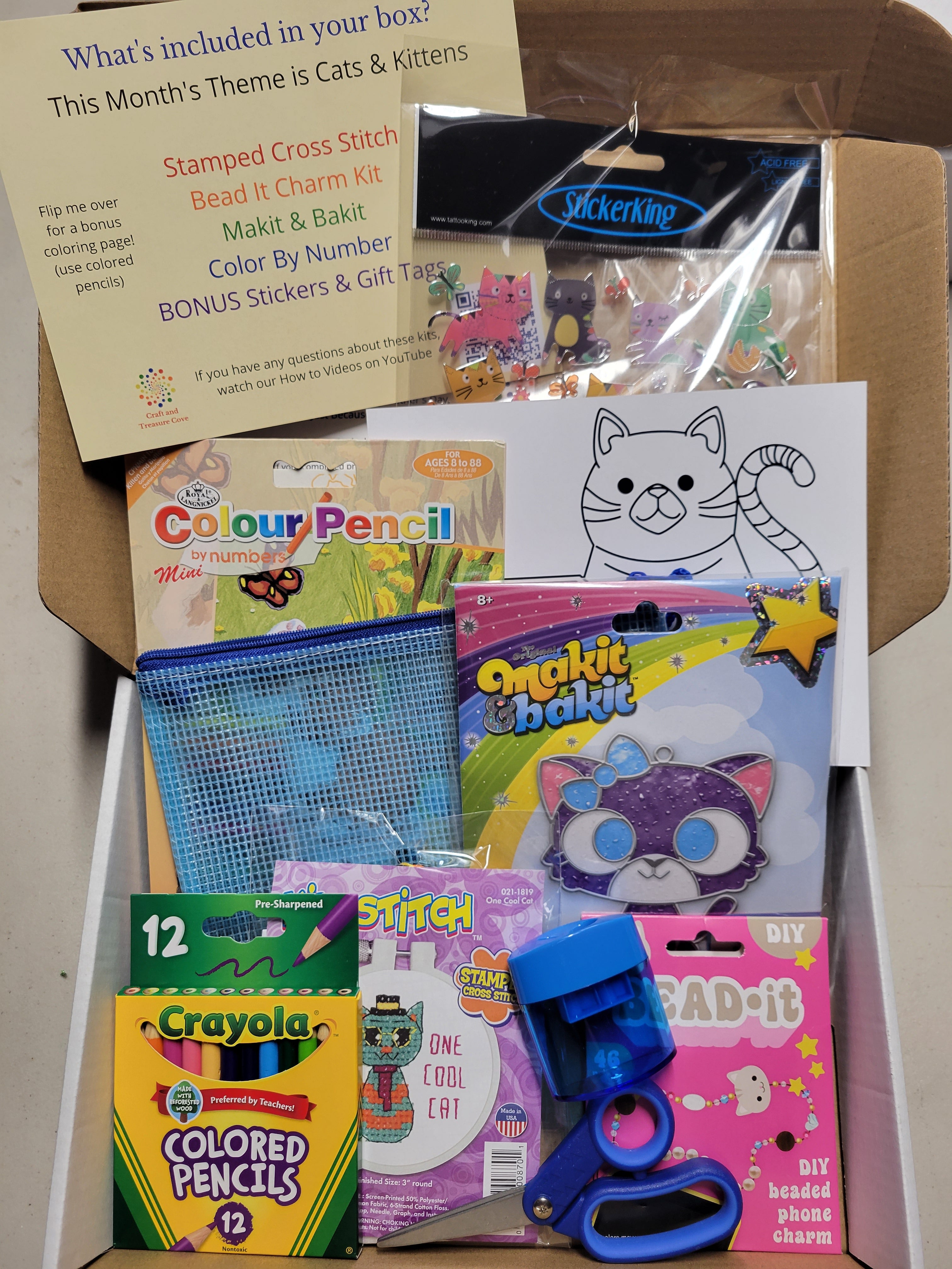 Craft 'n Stitch Cats Kittens Animals Crafts Gift Box for Kids Ages 7-9