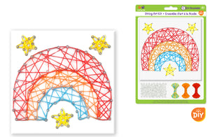 Krafty Kids String Art Kit. Design features a rainbow with stars.