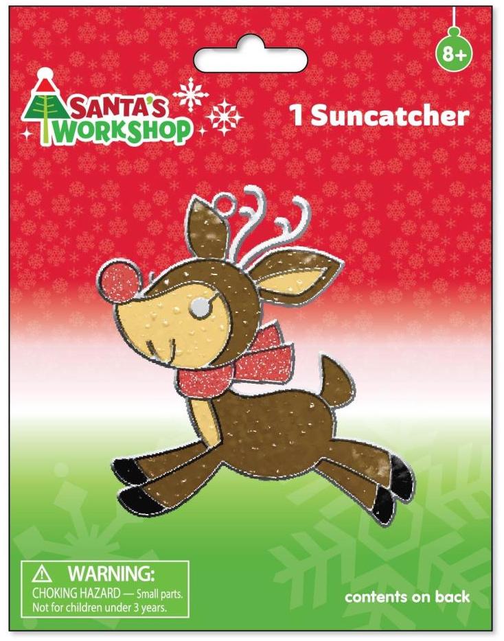 Colorbok Suncatcher kit. Design features a red nosed reindeer.