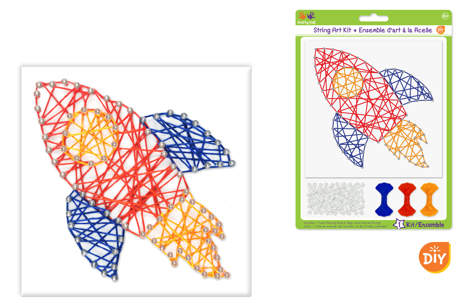 DIY Krafty Kids Rocket Ship Space String Art Kit Kids Beginner Craft ...