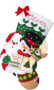 DIY Bucilla Santas Christmas Carols Santa Deer Felt Stocking Kit 89539E