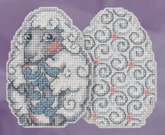 Mill Hill beaded counted cross stitch ornament kit.  The design features a sheep shaped like a decorated Easter egg.