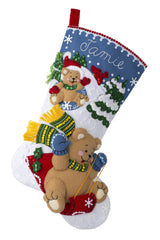 DIY Bucilla Sledding Bears Christmas Felt Stocking Kit 89555E