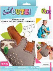 DIY Sew Cute Sloth Kids Beginner Starter Felt Backpack Clip Kit School Craft