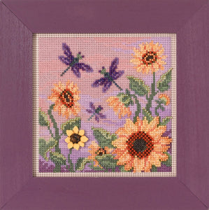 Mill Hill counted cross stitch kit. Design Features a Sunflower garden.