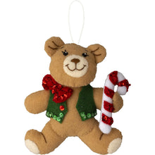 Load image into Gallery viewer, Teddy bear with candy cane.