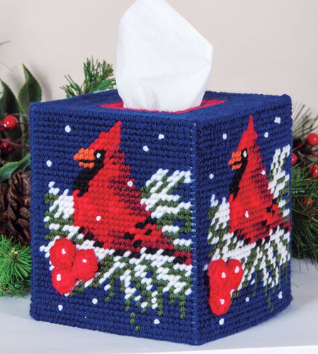 Herrschners Snowy Cardinal Tissue Box Plastic Canvas Kit