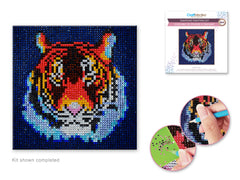 Diamond painting kit. This design features a tiger head with dark blue background.