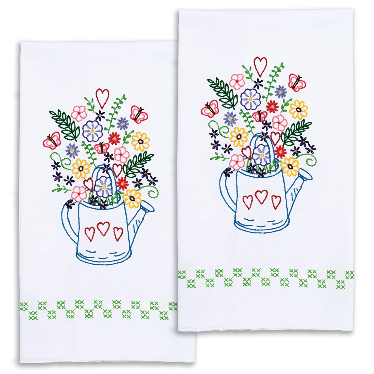 DIY Dempsey Watering Can Flowers Stamped Embroidery Guest Hand Towel Kit