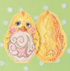 Mill Hill beaded counted cross stitch ornament kit.  The design features a yellow chick.